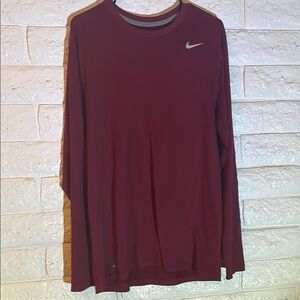 Nike Men's Maroon Long Sleeve Dri-Fit Shirt